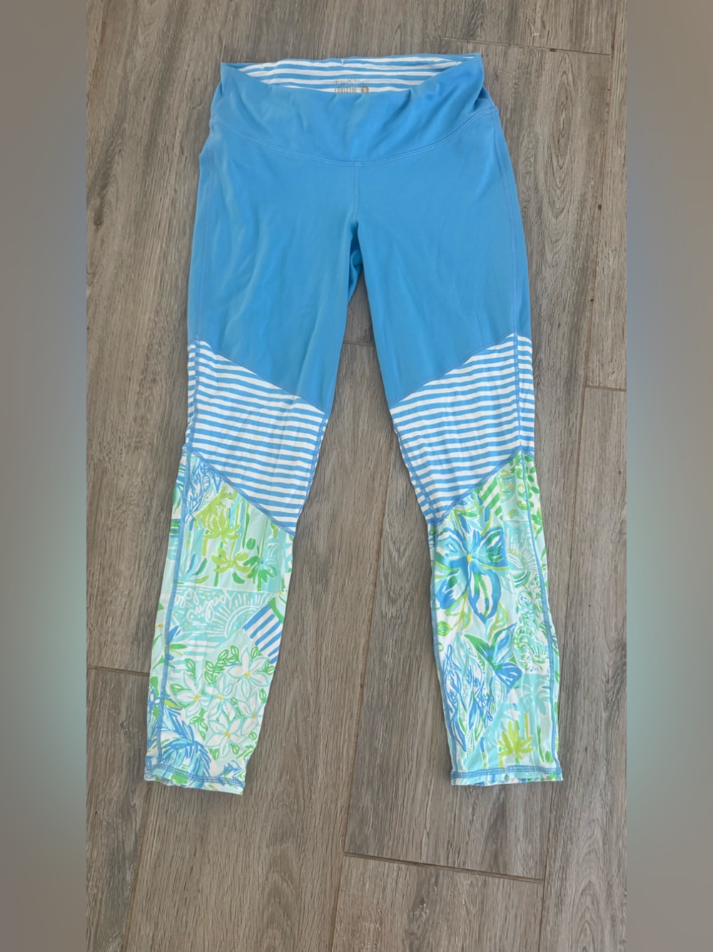 Lilly Pulitzer Blue & Green Patchwork Active Leggings